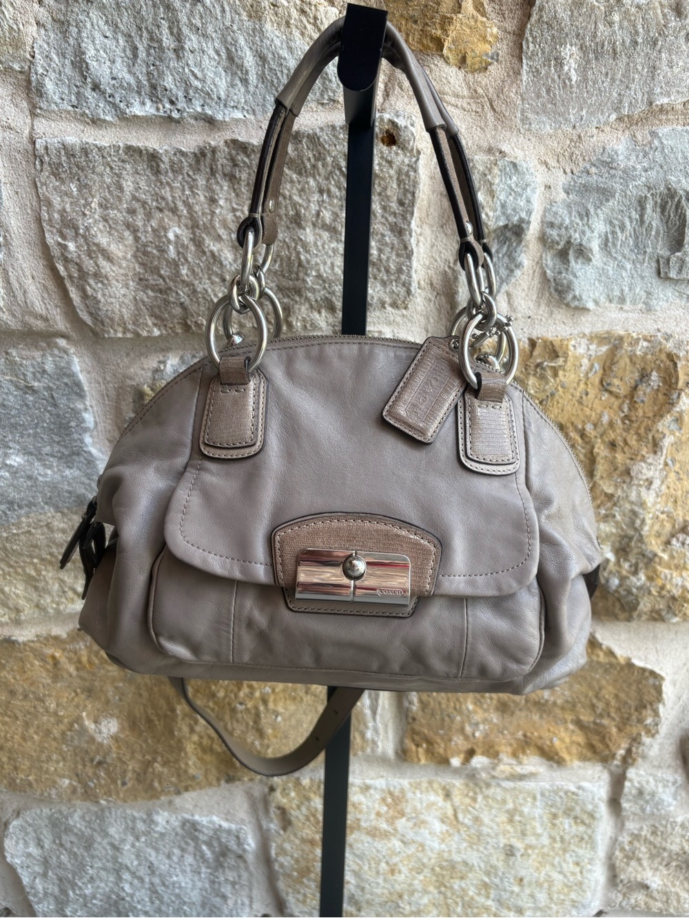 Coach Champagne Kristen Leather Shoulder Bag with Silver Hardware